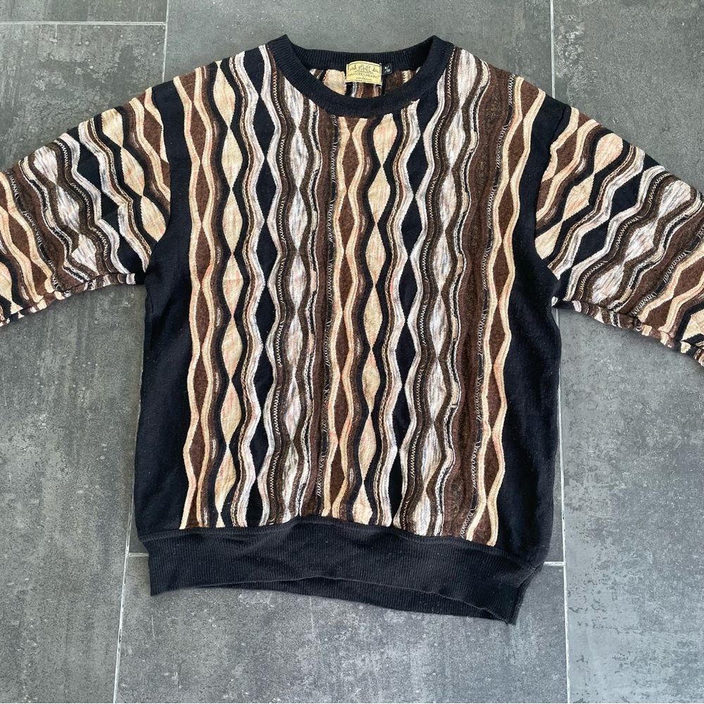 VINTAGE Montechiaro by Lorenzoni 3D Knit Biggie Coogi Style Merino Blend Sweater